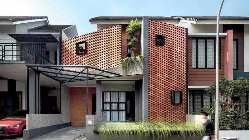 Rumah Industrial dengan Batu Ekspose