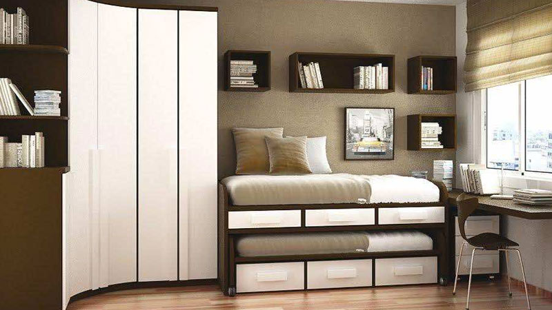 Desain Lemari Pakaian untuk Kamar Sempit Sudut Ruangan