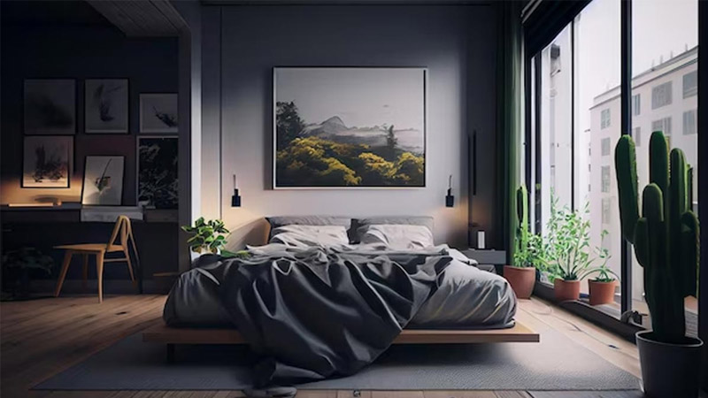 Interior Kamar Tidur Aesthethic Lukisan Besar