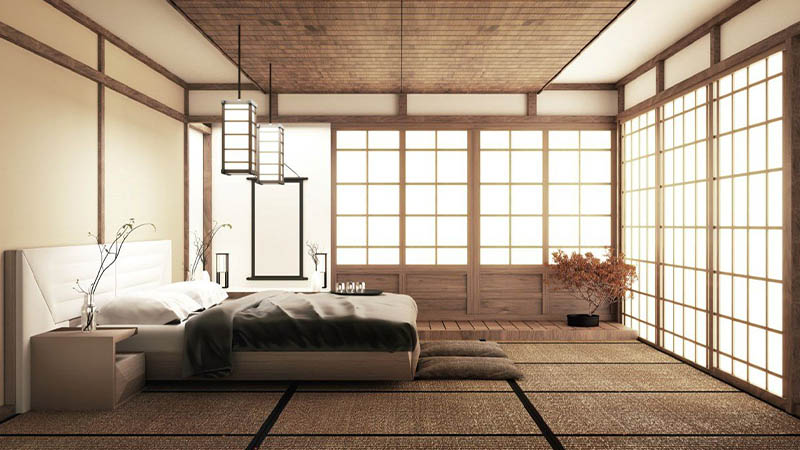 Desain Kamar Tidur Tema Japandi dengan Sentuhan Shoji