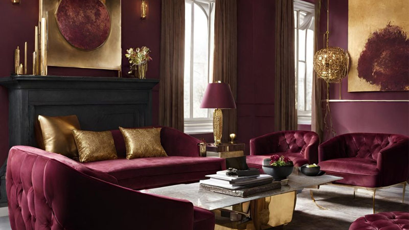 Warna Cat Ruang Tamu Burgundy