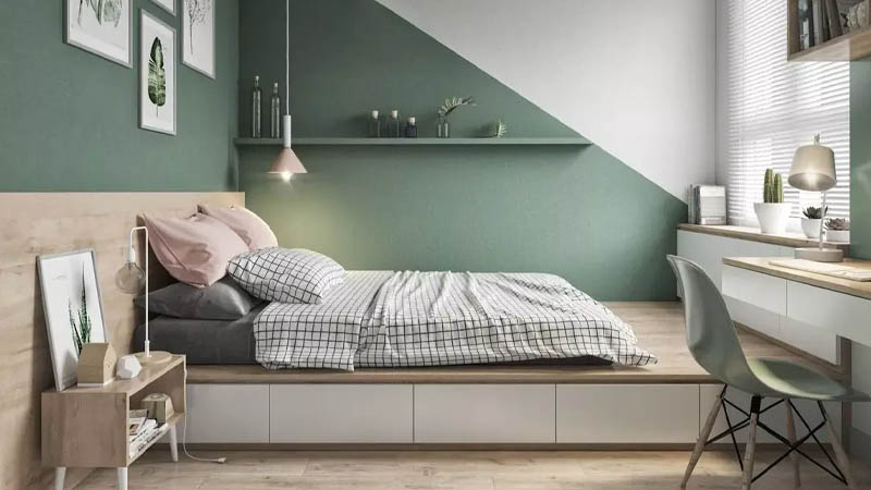 Foto Kamar Aesthetic Green White