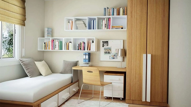 Foto Kamar Aesthetic White and Wood