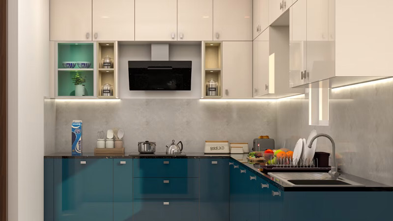 Dapur Minimalis Modern Kabinet Warna Pastel