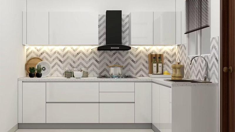 Dapur Minimalis Modern Kombinasi Warna Mencolok