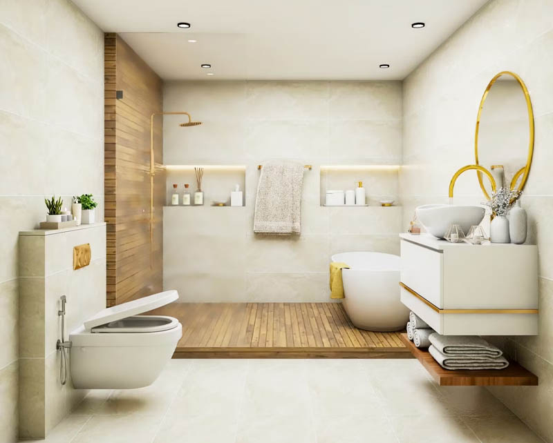 Desain Kamar Mandi Minimalis Tema Japandi