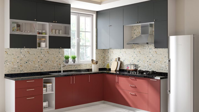 Kitchen Set Modern Duet Merah Hitam