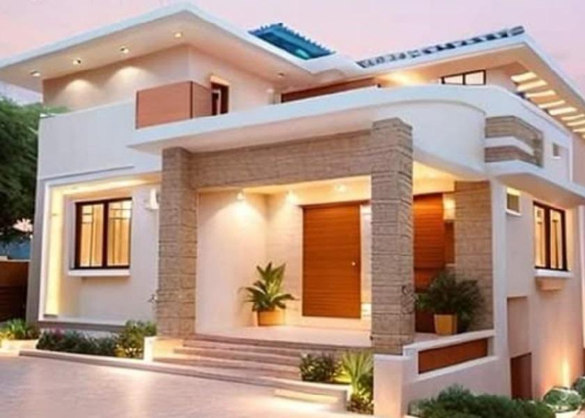 Teras Cor Dak Berpilar di Rumah Minimalis