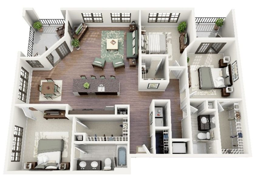 Desain Rumah 3 Kamar Minimalis Dengan Teras Di Taman Belakang