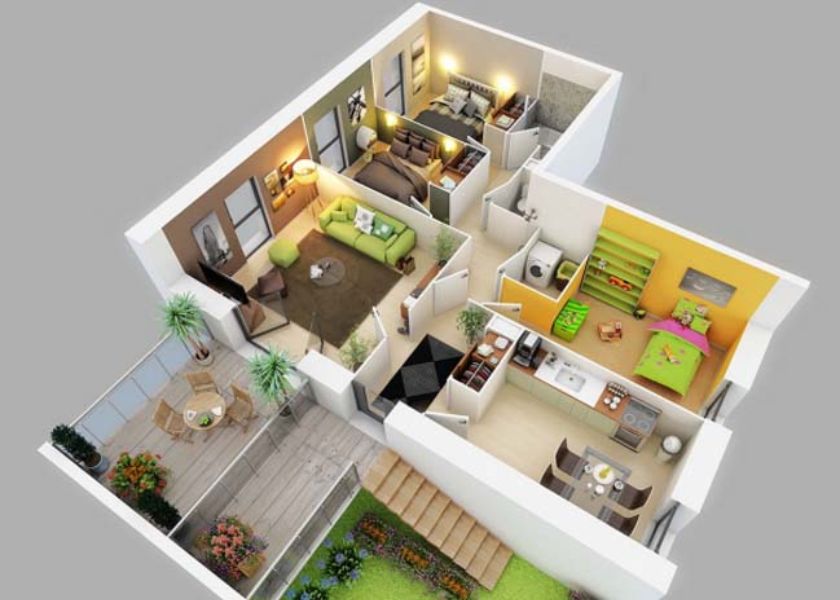 Desain Rumah 3 Kamar Minimalis dengan Lorong atau Hallway