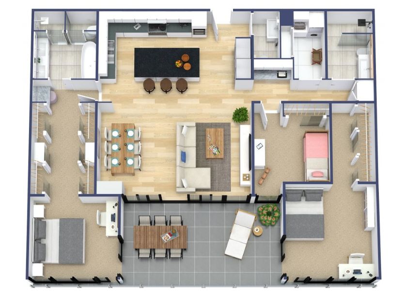 Desain Rumah 3 Kamar Minimalis dengan Walk-In Closet