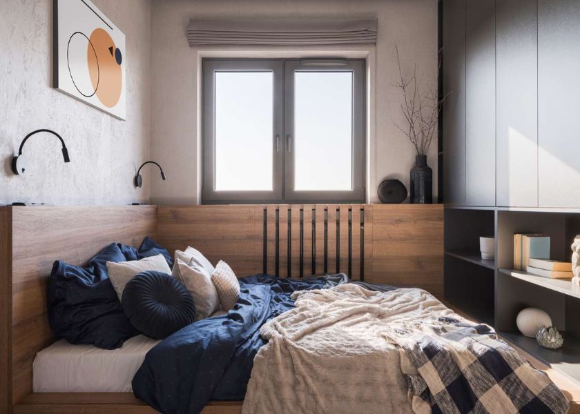 Desain Kamar Tidur Minimalis dengan Layout Satu Sisi (Single-Wall)