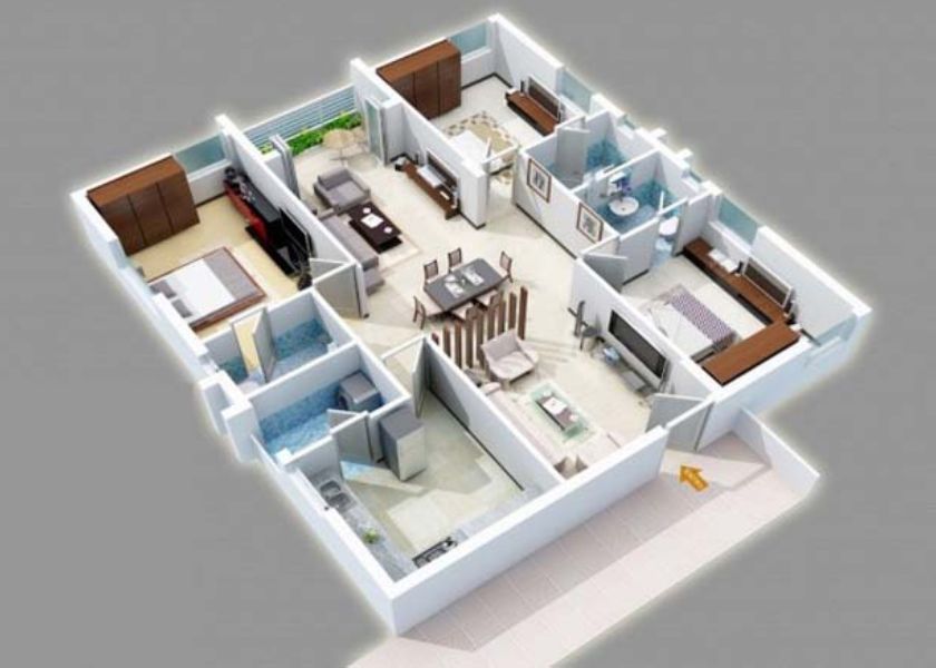 Desain Rumah Minimalis 3 Kamar dengan Layout dan Sekat yang Rapi