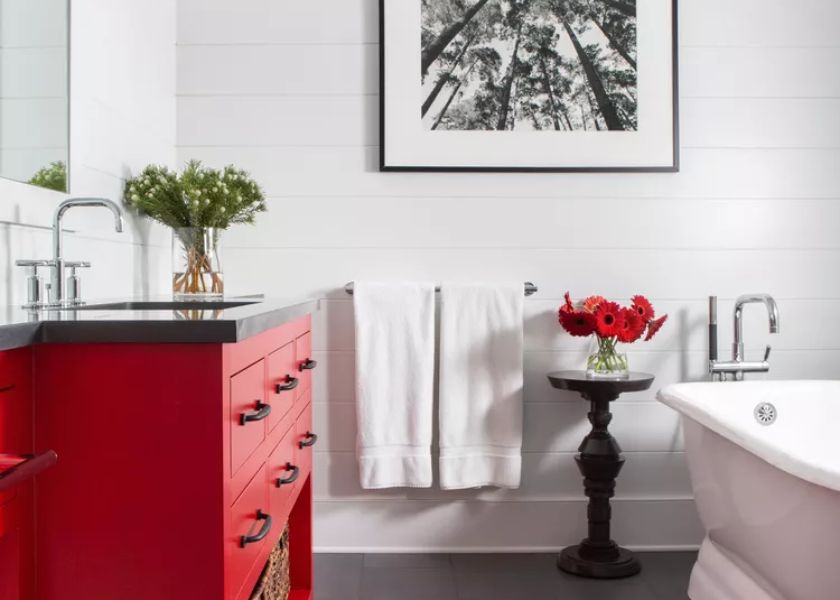 Kamar Mandi Minimalis dengan Tambahkan Pop of Color