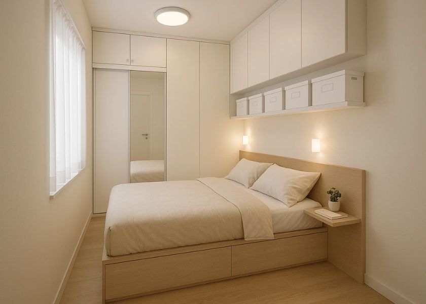 Desain Kamar Tidur Minimalis 2x3 dengan Storage
