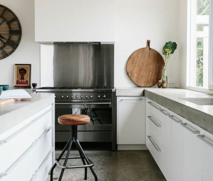 Meja Dapur Cor Bentuk L Minimalis Industrial