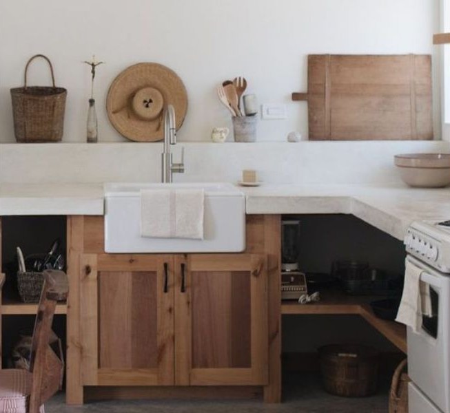 Meja Dapur Cor L Sederhana Tanpa Kitchen Set