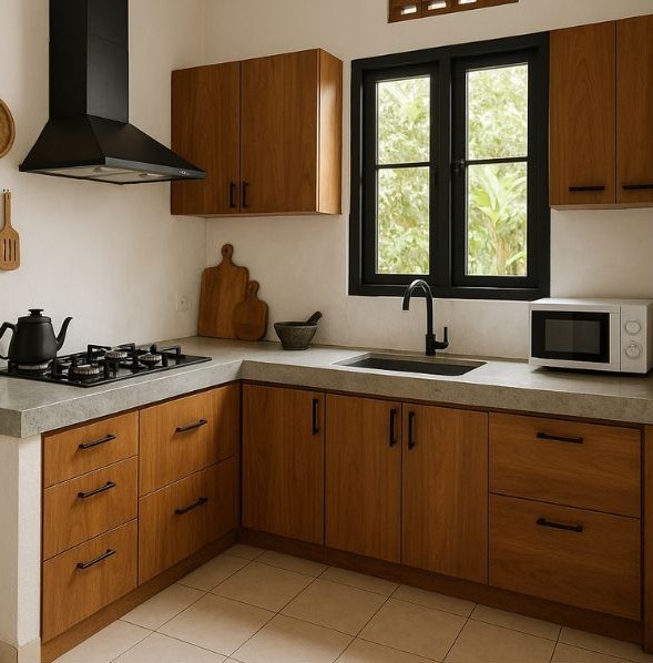 Meja Dapur Cor Bentuk L Ukuran 3x3
