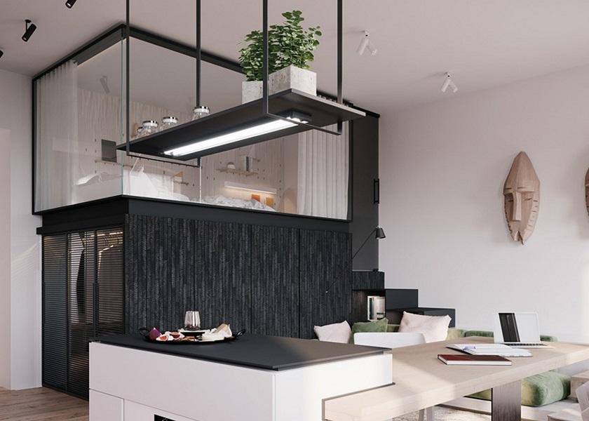 Mezzanine Kamar 3x3 dengan Area Kerja Pribadi