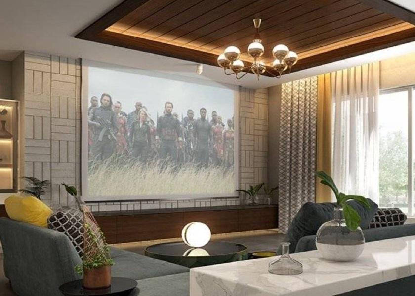 Plafon Ruang Tamu Elegan dengan Drop Ceiling