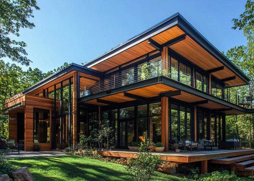 Rumah Kayu Gaya Minimalis Industrial