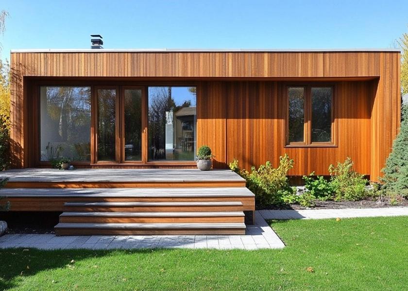 Rumah Kayu Minimalis dengan Taman Depan