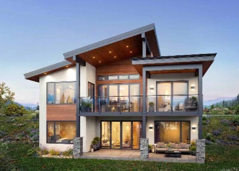 Desain Rumah Minimalis 2 Lantai dengan Teras Bergaya Simetris