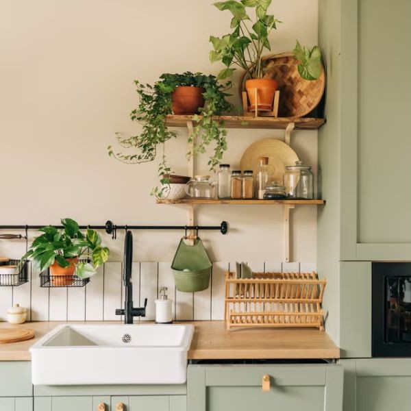 Dapur Sederhana dan Unik dengan Tanaman Hijau