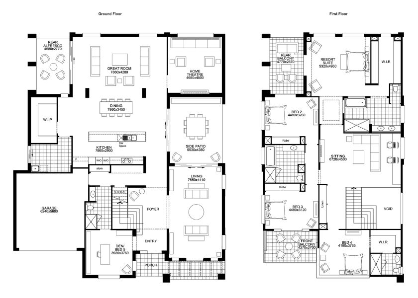 Denah Rumah Minimalis Modern 2 Lantai