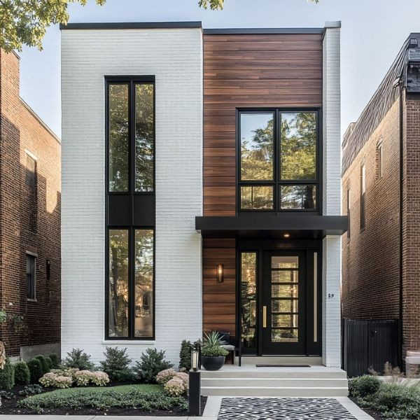 Desain Rumah Minimalis dengan Fasad Kayu Alami