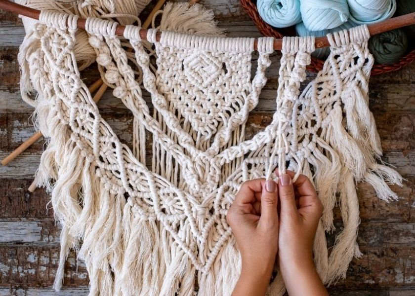 Hiasan Kamar Estetik Macrame Mini dari Tali Rami