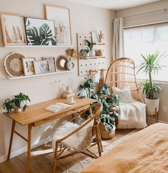 Hiasan Kamar Estetik dengan Rak Dinding Floating