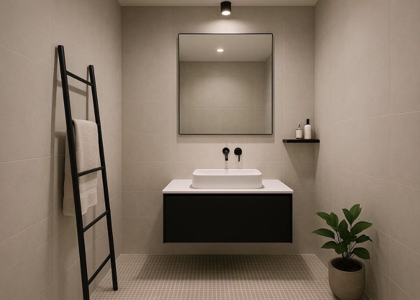 Kamar Mandi Simple Warna Monokrom