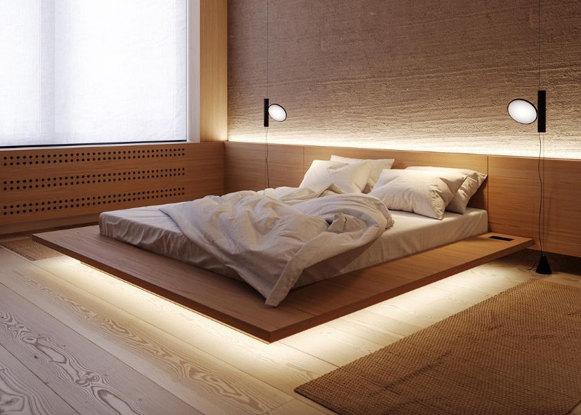Model Tempat Tidur Floating Bed dengan LED