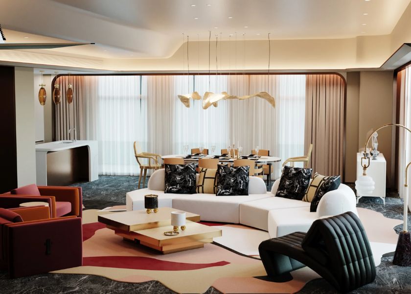 Ruang Tamu Mewah dengan Sentuhan Art-Deco Modern