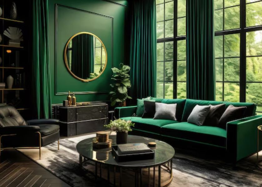 Ruang Tamu Mewah Warna Forest Green/Emerald