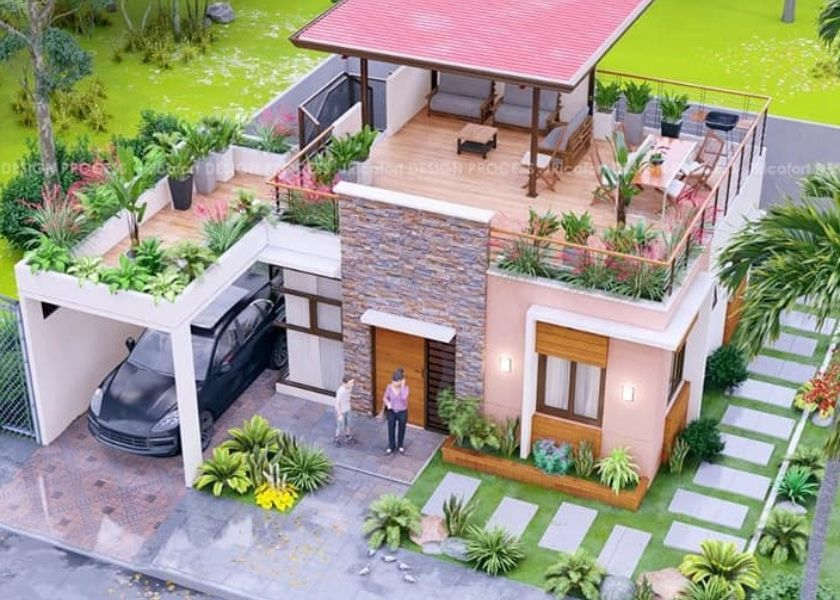 Rumah Minimalis Modern 2 Lantai dengan Rooftop Garden