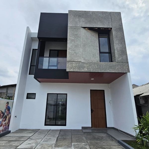 Rumah Minimalis Modern dengan Fasad Monokrom dan Tekstur