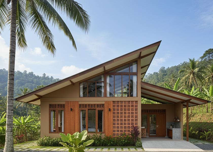Rumah Sederhana Modern Tropis di Kampung