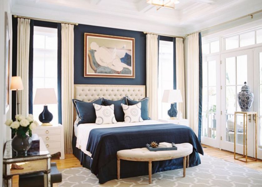 Warna Kamar Estetik Navy + Putih + Gold