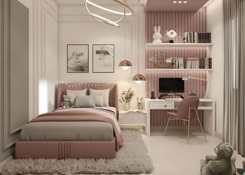 Warna Kamar Estetik Soft Pink + Putih + Beige